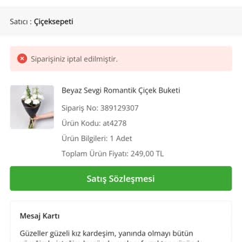 Gönderilmeyen Sipariş Çiçek Sepeti