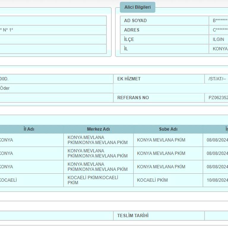 PTT Kargo Konya'dan Konya'ya Olan Kargomu Kocaeli'ne Götürdü!