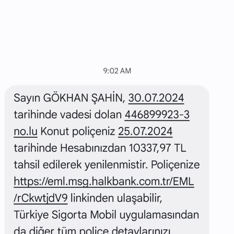 Türkiye Sigorta Tarafından İznim Olmadan Yenilenen Konut Poliçesi