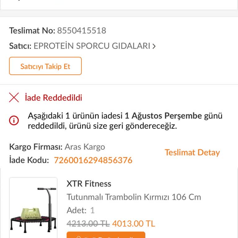 Trendyol & Eprotein Sporcu Gıdaları Emri Vaki İle Müşteri Mağduriyeti