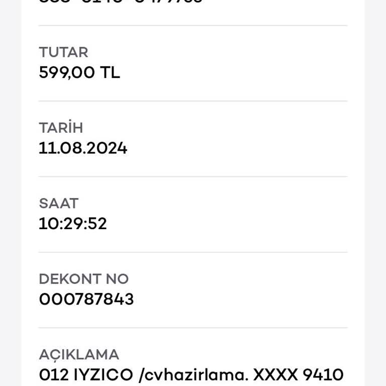 Cvhazirlama.cool Benden Habersiz Hesabımdan 599 TL'lik Param Çekildi!