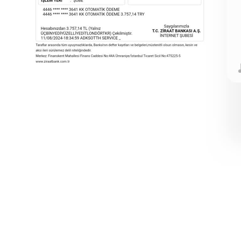 Ziraat Bankası Bilgim Dışında Yapılan Ödeme Hatası