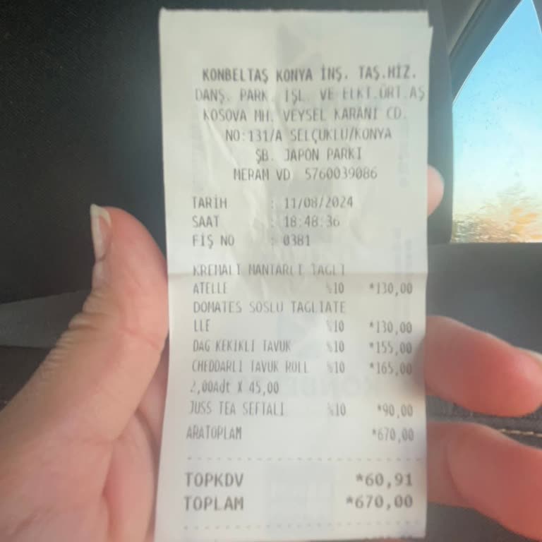 Konya Japon Parkı Restorant Hakkında Şikayet