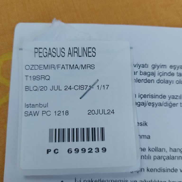 Pegasus Havayolu Kırık Valizim