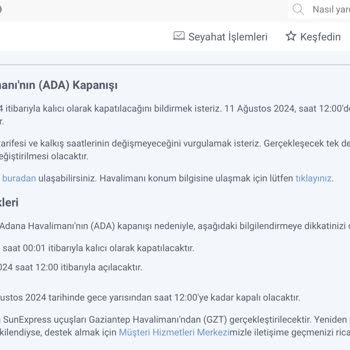 Sunexpress Cov Varışlı Uçuş!