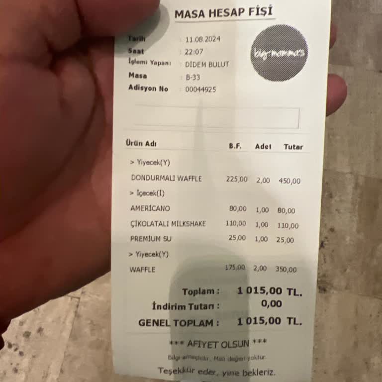 Big Mamma's Hizmet Yok Servis Bile Açmadan Masaya Koyuyorlar