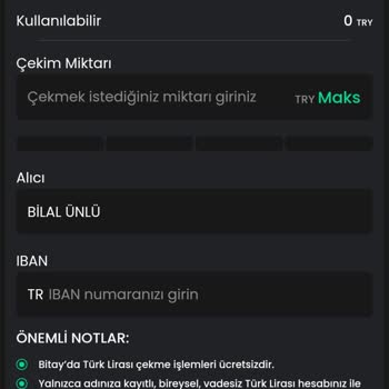 Bitay Sisteminde Paramı Alamıyorum