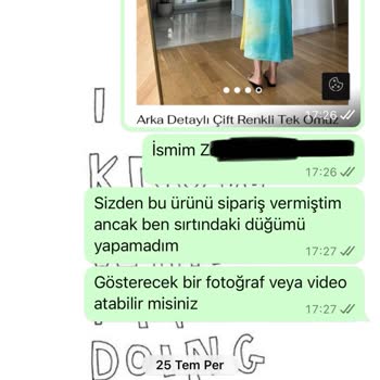 Butik Merve Aksoy Hatalı Ürün Gönderimi