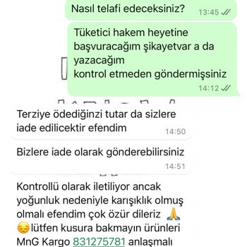 Butik Merve Aksoy Hatalı Ürün Gönderimi