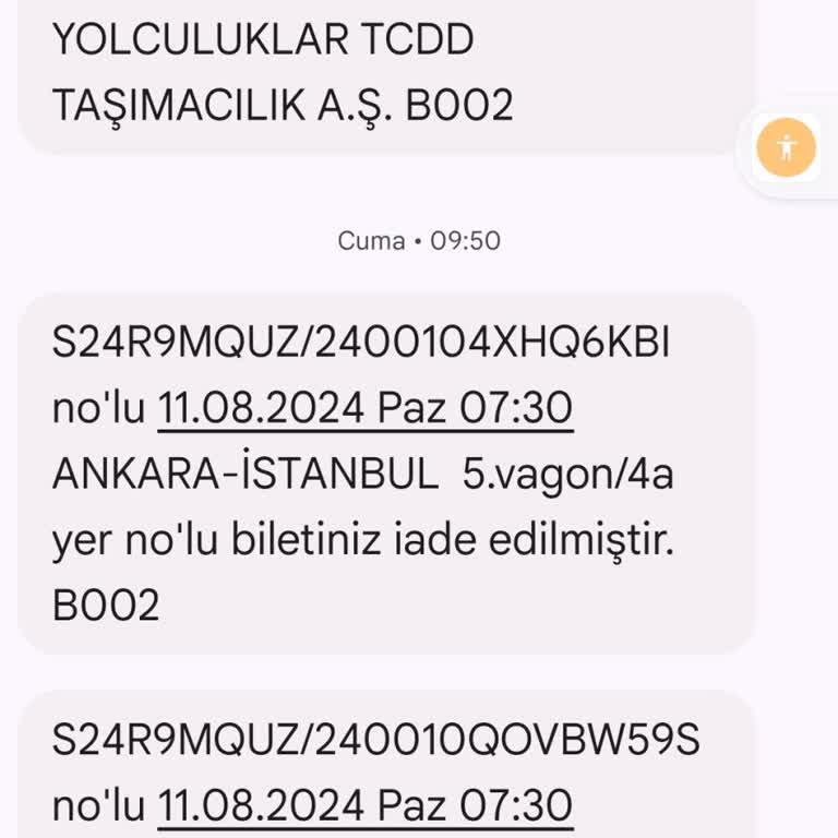 TCDD Bilet İade Ücret