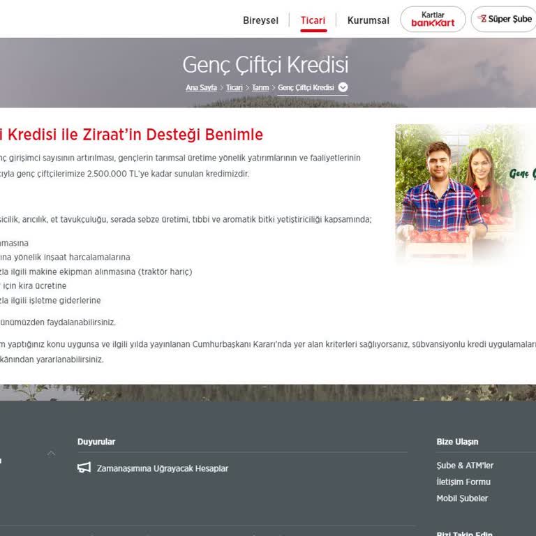 Ziraat Bankası Genç Çiftçi Kredisi