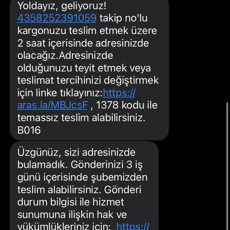 Aras Kargo 4358252391059 Numaralı Gönderi Yalan Söylenerek Adrese Teslim Edilmedi