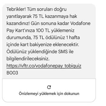 Vodafone Pay 75 TL Hediye Verilmedi