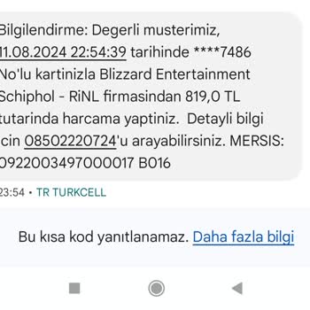 Blizzard Entertainment Blizzart Entertainment Şirketinden Kartımdan İznim Olmadan Para