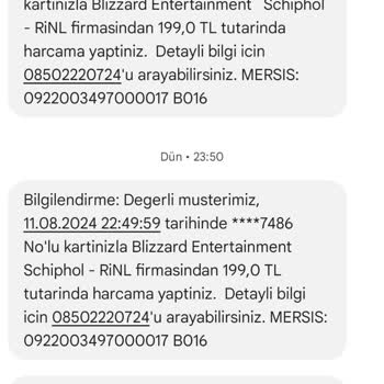 Blizzard Entertainment Blizzart Entertainment Şirketinden Kartımdan İznim Olmadan Para