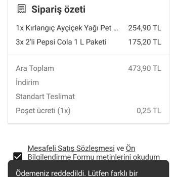 Yemeksepeti Ödeme Reddedildi Hatası