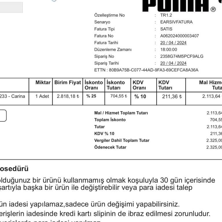 Puma Ürün İnceleme Süresi Uzun Sürdü