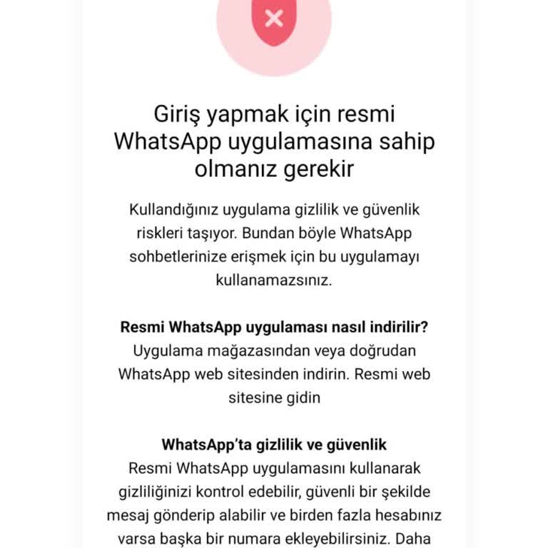 WhatsApp Resmi Hatası