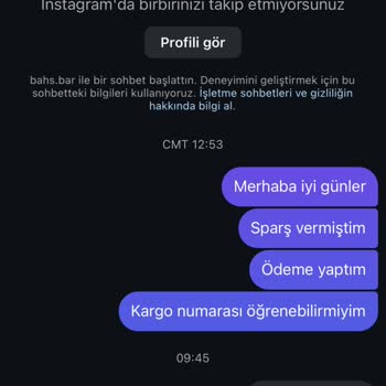 Bahs (Bahsbar) Verdiğim Siparişin Kargo Numarası Yok Muhatap Yok