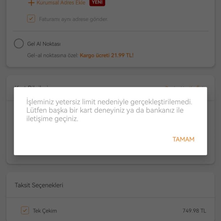Ziraat Bankası Ziraat Yetersiz Limit