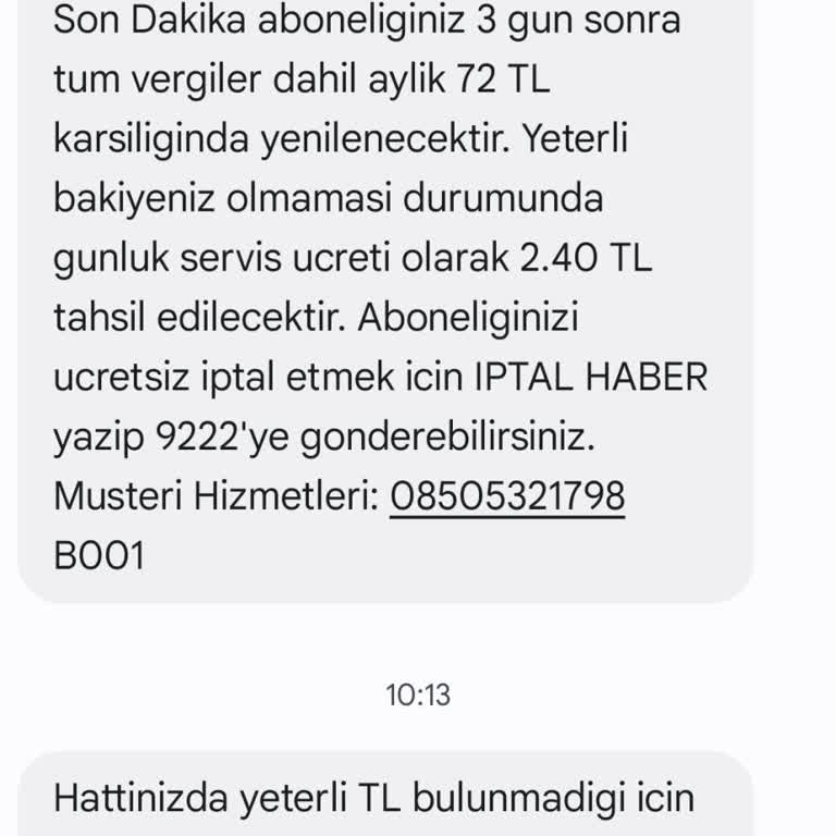 Son Dakika Aboneliği - Türk Telekom