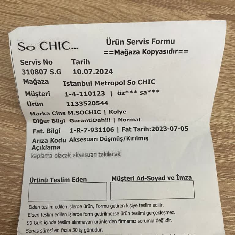 So Chic Ürünü Tamirden Göndermiyor