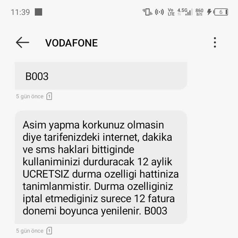 Vodafone Yanımda Uygulamasında Durma Özelliği Sorunu