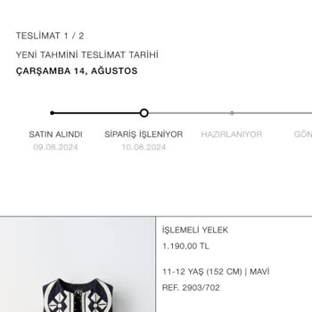 Zara Erken Teslimat Yapılması Gereken Ürün