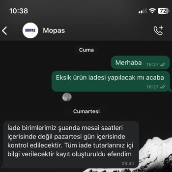 Mopaş Hipermarket Ürünün İadesi İnatla Yapılmıyor Müşteri Oyalanıyor