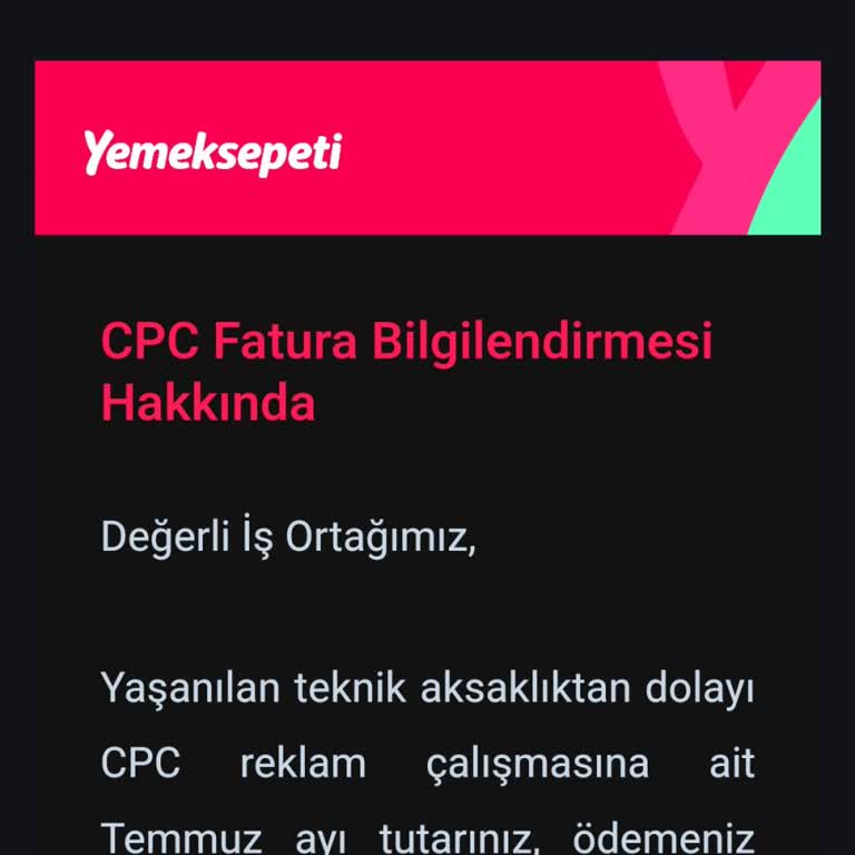 Yemeksepeti Ödemeler Hakkında Bilgi Alamıyorum