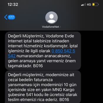 Vodafone.net İptal Modem Ücreti Şikayeti