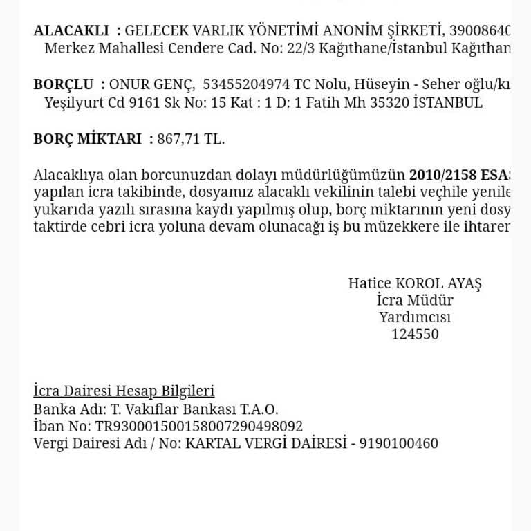 Gelecek Varlık - Affa Giren 867 TL Borcu Silmiyor