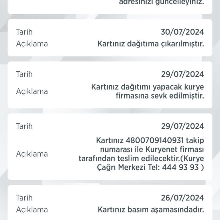 Ziraat Bankası Kart Gönderi Takip