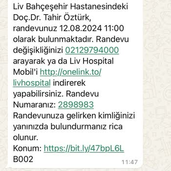 İstinye Liv Hospital Hastane Doktoru Hakkında Şikayet