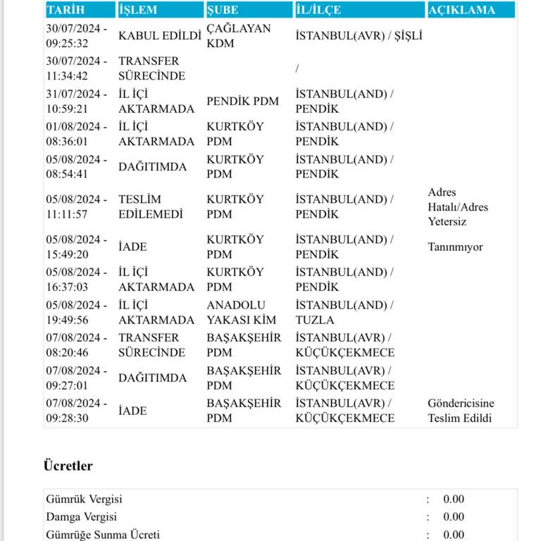 PTT Kargo Kurtköy Şubesi'nde Kargo Kabusu: Öğrenci Kartım Kayboldu