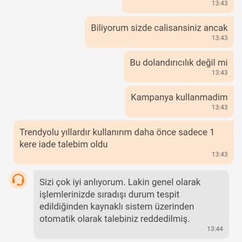 Trendyol Hızlı Market Siparişim Teslim Edilmedi İadem Reddedildi