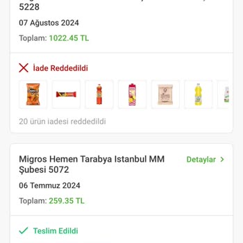 Trendyol Hızlı Market Siparişim Teslim Edilmedi İadem Reddedildi