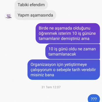 Rüya Tasarım Organizasyon (Konya) Tasarım Organizasyon Firmasının Teslimat Sorunları