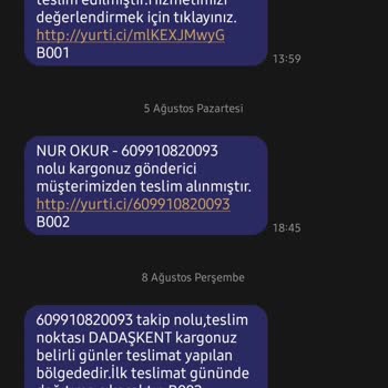 Erzurum/Dadaşkent Yurtiçi Kargo Kargomu Teslim Etmeden İadeye Gönderdi