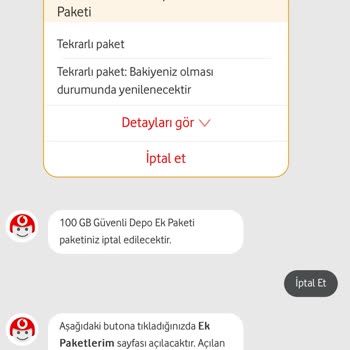 Vodafone Güvenli Depo Paketi İptal Sorunu