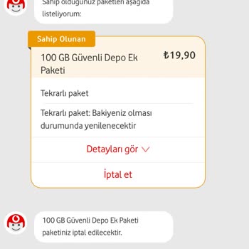 Vodafone Güvenli Depo Paketi İptal Sorunu