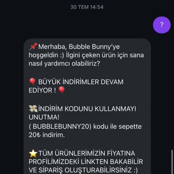 Bubble Bunny | Special Gift Store Bubble Bunny Siparişim İçin Geri Dönüş Alamıyorum.