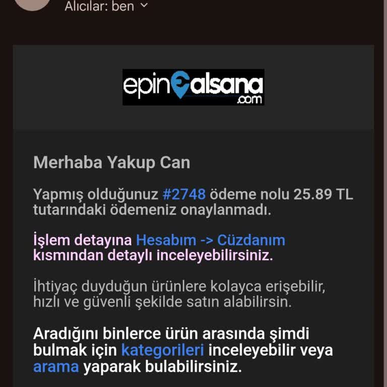 Epinalsana.com Google Play Bakiyesi Alımında Yaşanan Sorun