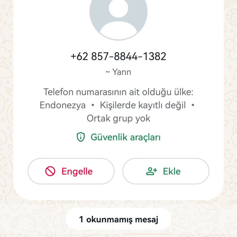 WhatsApp +62den Gelen WhatsApp Mesajı