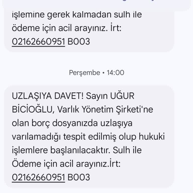 Yanlış SMS Bildirimleri ile Rahatsız Ediliyorum