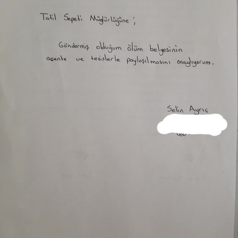 Tatil Sepeti Vefat Nedeniyle Tur Tarihi Değişikliği Talebi