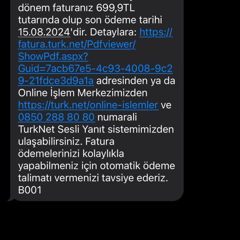 TurkNet Şikayet Fatura Ücreti