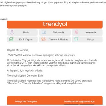 Trendyol İade Yapılmıyor Acil Geri Dönüş Yapılsın