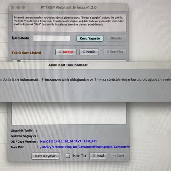 PTT Kep Webmail E-imza Uygulaması Mac Bilgisayarda E-imzayı Okumuyor