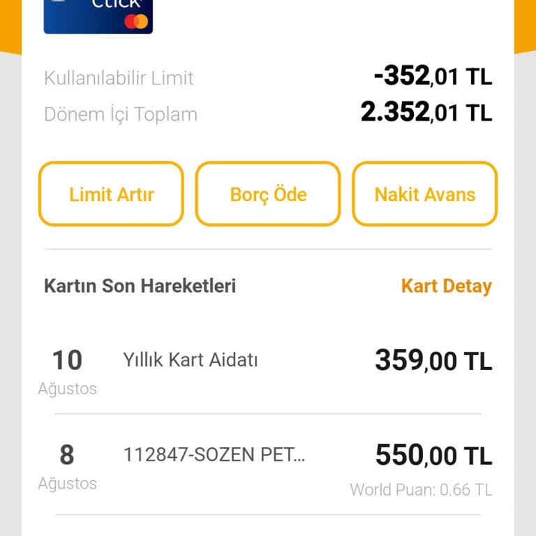 VakıfBank Click Kartın Aidat Yalanı